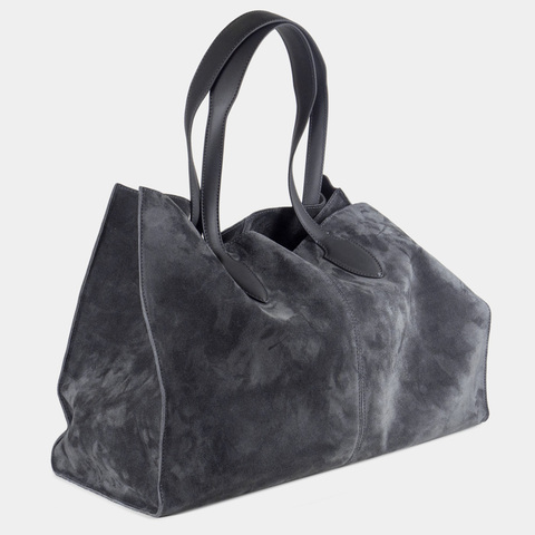 Шоппер Boheme из замши серого цвета