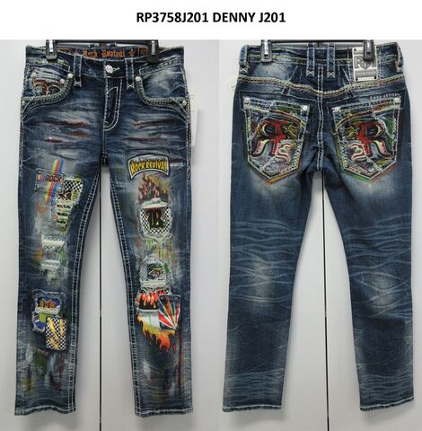 Rock Revival | Джинсы мужские DENNY J201 STRAIGHT EXCLUSIVE EXHIBITION SERIES 32&quot; RP3758J201R перед и сзади