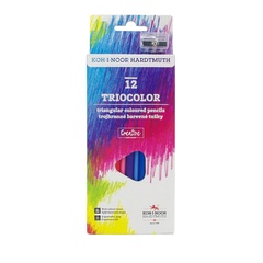 Карандаши цветные KOH-I-NOOR TRIOCOLOR 3132, 12цв с точилкой, картон.упак. с подвесом