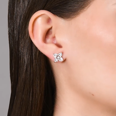 Серьги -пусеты МАРКИЗ из серебра 925 пробы c фианитами