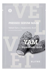 BLITHE Тканевая маска увлажняющая Бархатный Ямс  -Pressed Serum Mask Velvet Yam + Hyaluronic Acid 22г,
