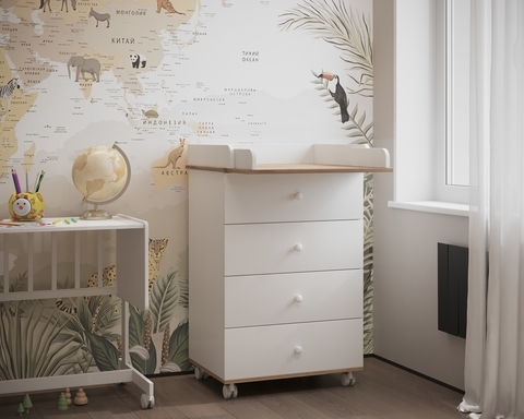 Комод Nova 600/4 белый/дуб