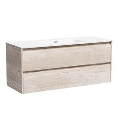 Sancos LB120-1EG Тумба подвесная Libra 1190х450х500 c двумя ящиками оснащенными доводчиками скрытого монтажа с системой Soft close (плавного закрывания), c фрезерованными ручками по всей длине фасада, дуб галифакс натуральный фото