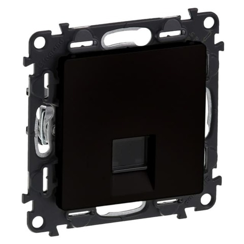 Розетка компьютерная RJ 45 5e UTP. Цвет Чёрный матовый. Legrand Valena Life (Легранд Валена Лайф). 753070+756412
