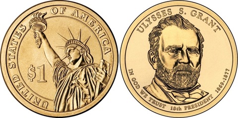 1 доллар 18-й президент США Улисс Симпсон Грант 2011 год