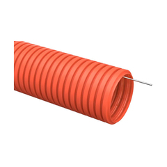 Труба гофрированная ПНД IEK, тяжелая, с зондом, d 32 мм, 25 м, оранжевая