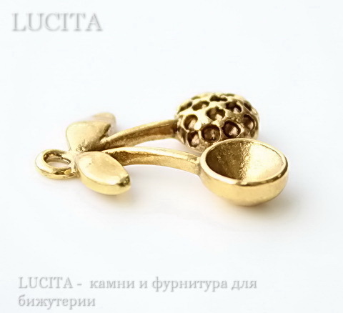 Подвеска "Ягодки" (цвет - античное золото) 22х17 мм