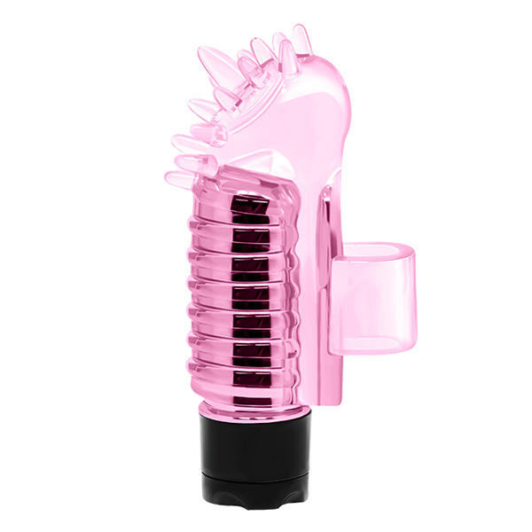 Розовый вибростимулятор 7,6см с шипиками на палец Baile Finger Vibrator BI-010148
