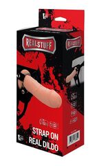 Черные трусики с телесной насадкой STRAP ON REAL DILDO - 21 см. - 