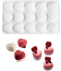 Силиконовая форма для мусса "Сердце" 15 ячеек