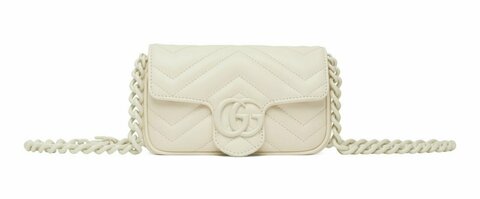 Поясная сумка Gucci с логотипом GG Marmont кремовый