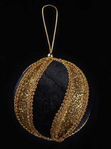 Шар резной 10см ChristmasDeLuxe черно-золотой