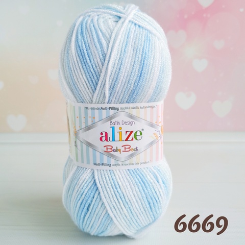 ALIZE BABY BEST BATIK  6669, Белый голубой