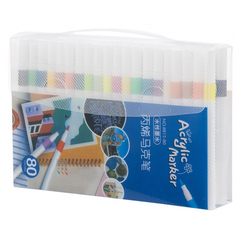 
          Маркер для скетчинга Basir, акриловый, на водной основе, белый корпус с цветным колпачком в цвет чернил, 80 шт