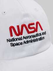 Бейсболка Alpha Industries Nasa Worm Logo Cap White (Белая)