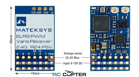 Приёмник Matek ELRS-R24-P6V PWM Vario 2.4