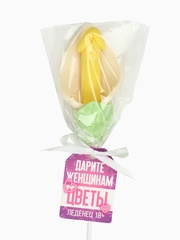 Леденец на палочке «Дарите женщинам цветы», вкус: пломбир, 18 +