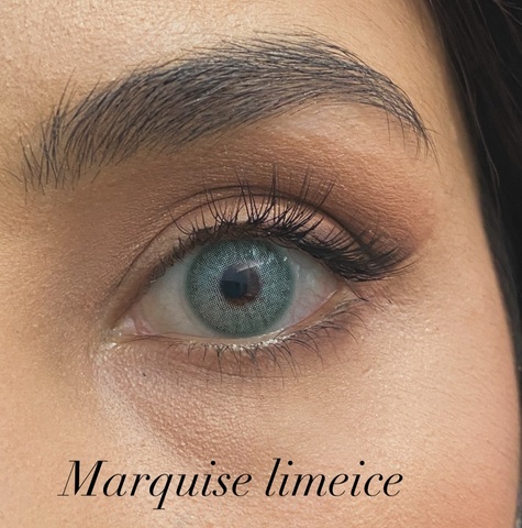 Яркие Цветные голубые линзы Marquise LimeIce / Голубые цветные линзы для светлых и темных глаз / 12 месяцев