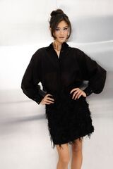 Блуза-рубашка из тенселя черная