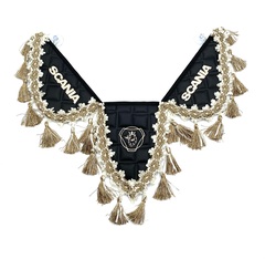 Вымпел тройной Scania (экокожа, черный с бежевыми кисточками)