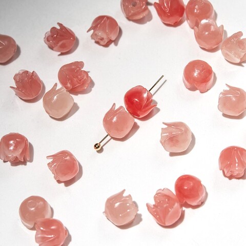 Подвеска резная "Роза", 7,5мм, продольное отверстие, коралловая пудра