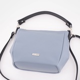 Сумка Саломея 1038 гладкий серо-голубой + черный