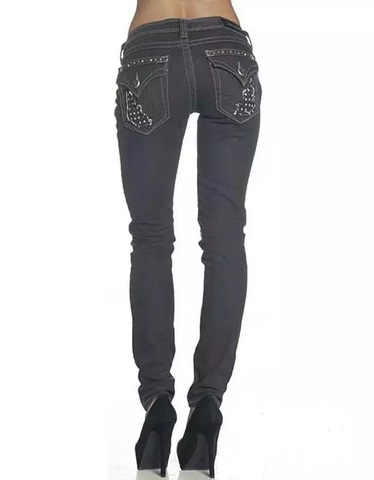 Джинсы RAQUEL STUD CUTOUT FLAP BLACK SPARKLE Affliction