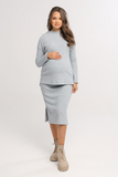 Джемпер для беременных 14218 серо-голубой меланж