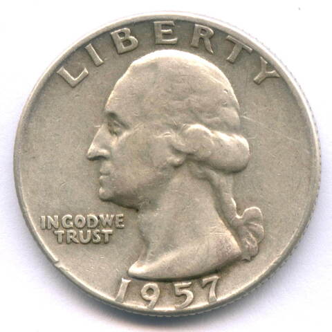 1/4 доллара 1957 (D). США. Серебро VF