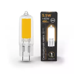 Лампа Gauss LED G4 5,5W АС220-240V 480 lm 3000K стекло  107807105