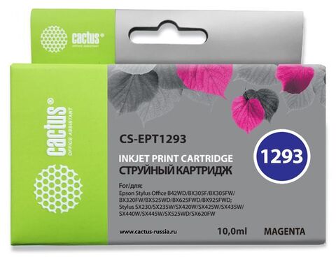Картридж струйный Cactus CS-EPT1293 T1293 пурпурный (10мл) для Epson B42, BX305, BX305F, BX320, BX525, BX625, SX420, SX425, SX525, SX622