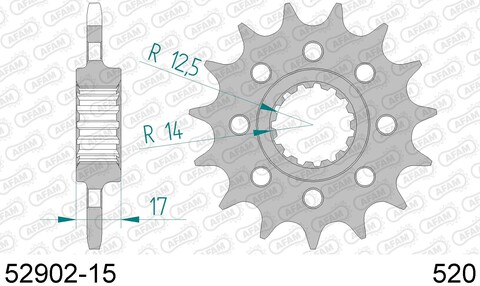 52902-15 звезда передняя (ведущая) стальная , 520, AFAM