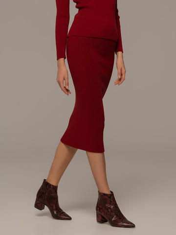 Женская юбка красного цвета из шерсти - фото 5