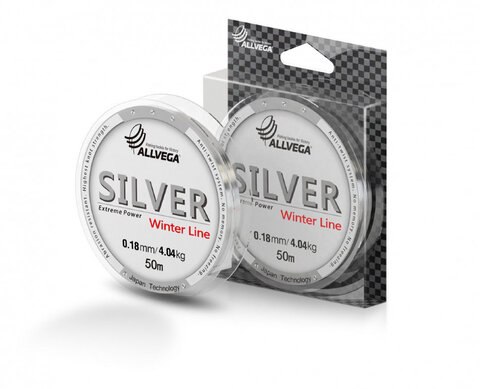 Купить рыболовную леску Allvega Silver (50м) 0.18мм (4,04кг) серебристая