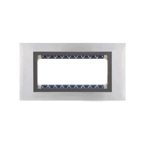 Рамка на 1 пост - 5 модулей. Цвет Сталь нержавеющая. Simon 82 Centralizaciones. 82857-37