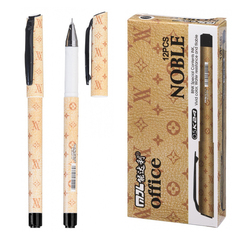 Ручка гелевая, Nengdali, чёрные чернила, серия "Noble", корпус под кожу с надписями, 12 шт