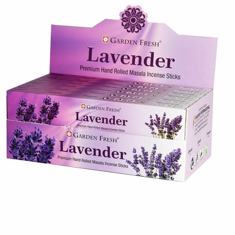 LAVENDER Premium Hand Rolled Masala Incense Sticks, Garden Fresh (ЛАВАНДА премиальные масала благовония ручного изготовления, Гарден Фреш), уп. 15 г.