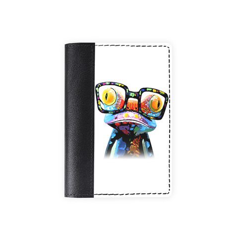 Обложка на паспорт комбинированная "Лягушка в очках", черная