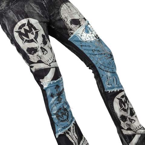 Wornstar | Джинсы мужские CATACOMBS PANTS W148 принт спереди черепа