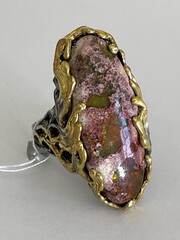 Колеус-опал (серебряное кольцо с позолотой)