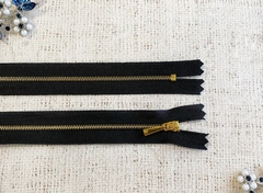 Молния металл Т0, L 16 см, н/р, чёрный с золотом