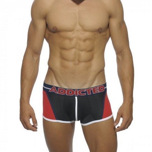 Мужские трусы хипсы ADDICTED Blocking Color Hips Red-Black со вставкой - сеточкой