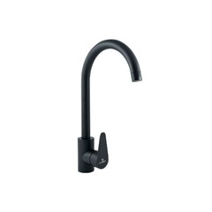 Смеситель СЛАВЕН СЛ-ОД-Ж27 серия Сталь для мойки, нержавеющая сталь, чёрный, однорычажный, картридж 35мм, цанга/гайка, гибкая подводка 50мм, высокий излив