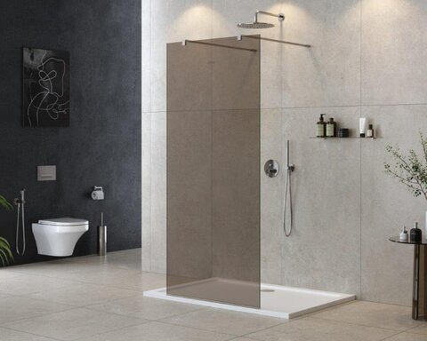 Cezares LIBERTA-L-2-110-120-BR-Cr Душевая перегородка с возможностью двустороннего входа, стекло бронза, профиль хром, 1100x1200x1950 мм