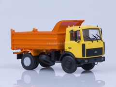 MAZ-5551 tipper later cabin 1988 high body yellow-orange AutoHistory 1:43