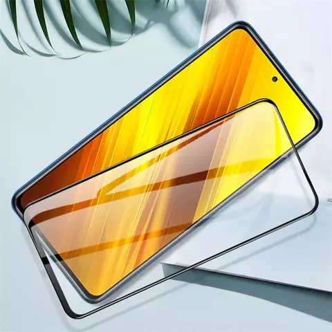 Защитное стекло 6D на весь экран для Xiaomi Poco F3 (Черная рамка)