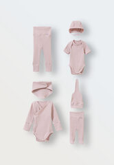 Комплект одежды в рубчик 7 в 1 (светлая пудра)
