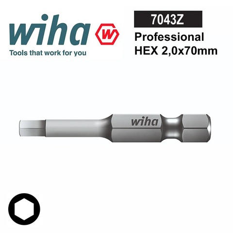 Бита шестигранная HEX 2,0 х70мм Professional Wiha 7043Z 34554