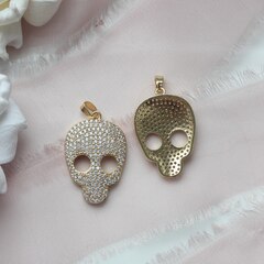 Подвеска Череп с фианитами 25*19 мм, позолота П096