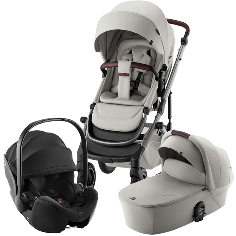 Комплект 3в1 коляска SMILE 5Z LUX|Linen Grey + BABY-SAFE PRO Space Black
